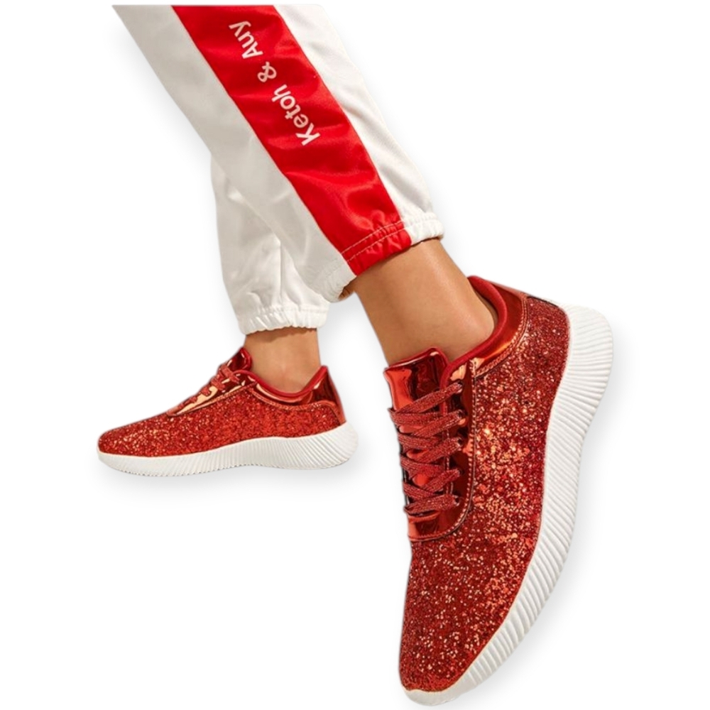 BELOS Women's 7 Glitter Shoes Sparkly Lightweight Metallic Sequins Tennis Shoes